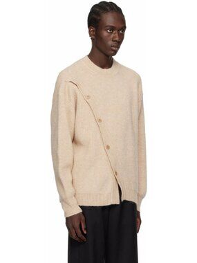 NWT Jacquemus Le Cardigan Pau Beige Sweater Sz XL Alpaca Wool Blend